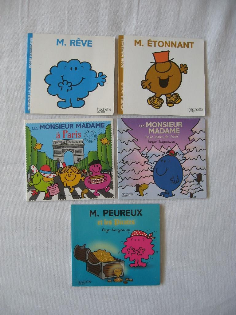 Roger Hargreaves - 5x Madame et Monsieur boekje (nieuwstaat), Verzamelen, Ophalen of Verzenden, Overige figuren, Zo goed als nieuw