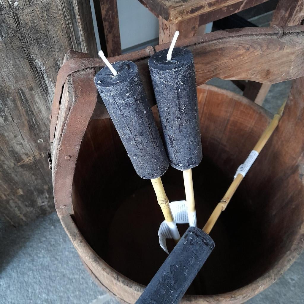 ♡ Tuinkaars /Fakkel Bamboe Zwart/12 cm/Leuk Kadootje, Tuin en Terras, Ophalen, Minder dan 50 watt, Wandlamp, Nieuw