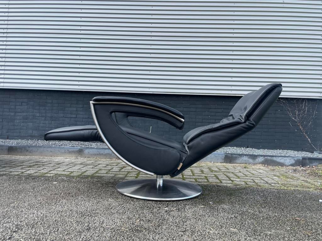 Nette zwarte prominent relax fauteuil / relax stoel leer, Huis en Inrichting, Fauteuils, Minder dan 75 cm, Ophalen of Verzenden