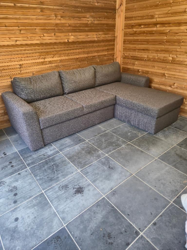 Slaapzetel met opbergruimte grijs in nieuwstaat, Ophalen, 125 cm of meer, 125 cm of meer, Zo goed als nieuw