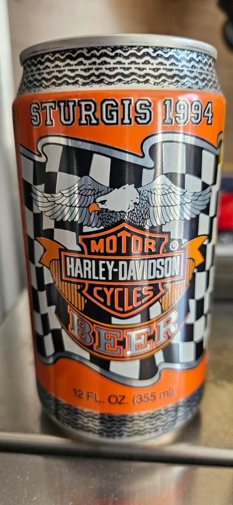 Zeldzame Harley-Davidson Sturgis 1994 bierblikjes (2x), Verzamelen, Ophalen of Verzenden, Zo goed als nieuw, Overige typen, Overige merken