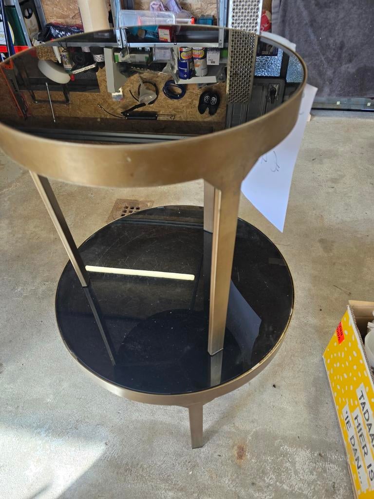 Riviera Maison bijzettafel met zwarte glasplaat, Ophalen of Verzenden