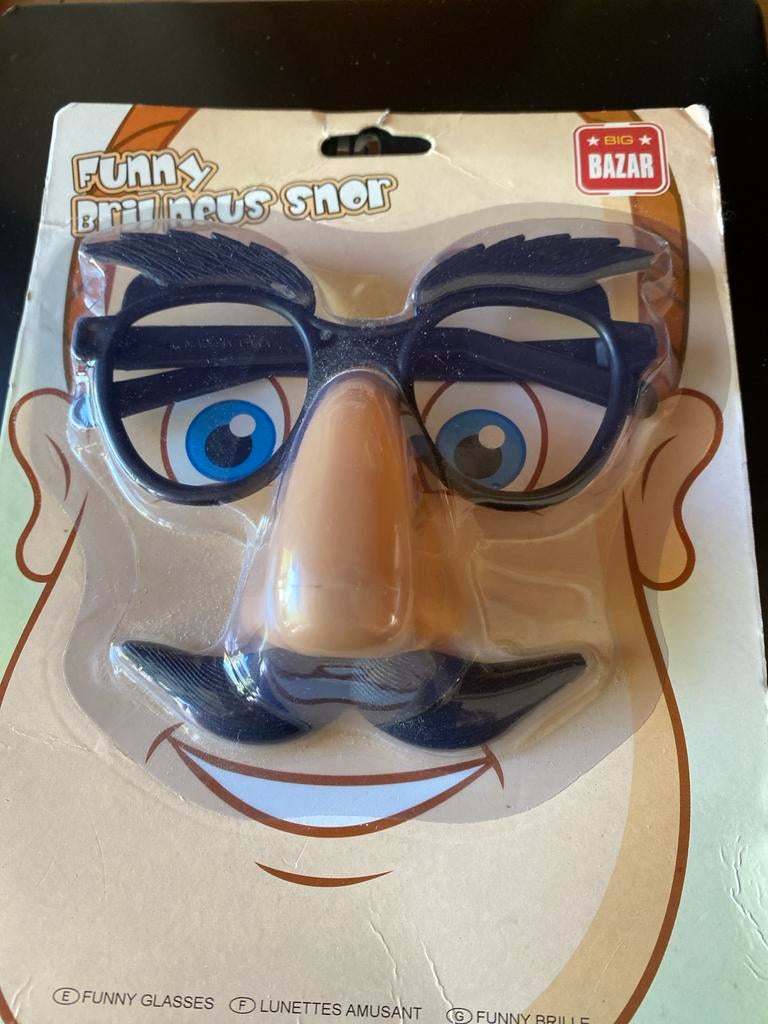 Grappige Bril met Neus en Snor - Fopartikel, Ophalen of Verzenden, Nieuw, Fopartikel, Carnaval