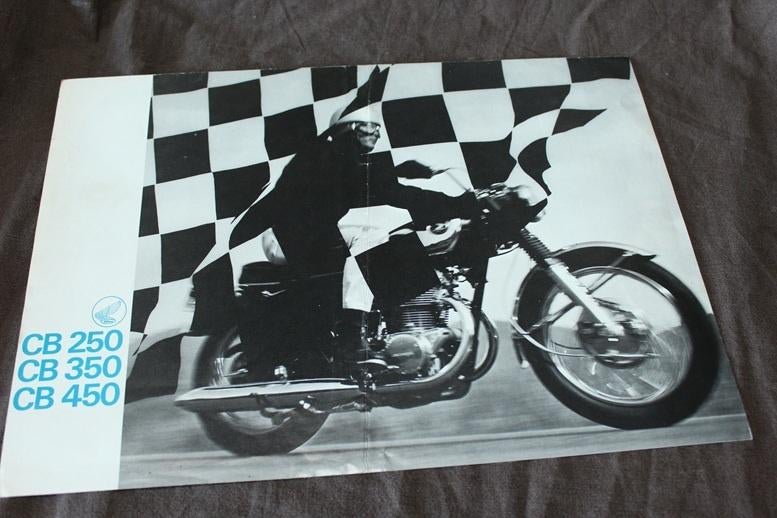 Honda CB250 CB350 CB450 motorfiets verkoop folder, Ophalen of Verzenden, Honda