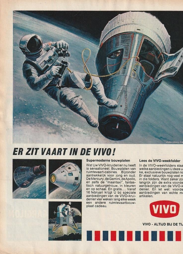 retro reclame 1966 Vivo supermarkt ruimte bouwplaat, Verzenden, Overige typen