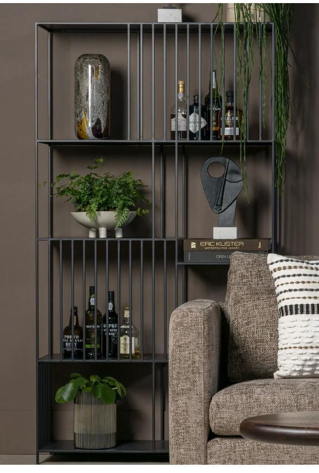 Moderne Zwarte Metalen Boekenkast - Lifestyle Seattle, Huis en Inrichting, Kasten | Boekenkasten, Met plank(en), 200 cm of meer