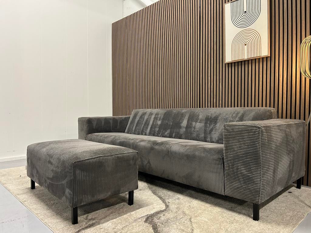 By Sidde - Remus - Bank - Hocker - Donkergrijs - Nette Staat, Huis en Inrichting, Banken | Bankstellen, Ophalen of Verzenden, Zo goed als nieuw