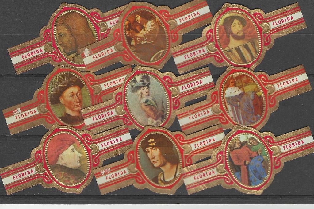 reeks 3071  florida   - 1-9   sigarenbanden, Ophalen of Verzenden, Zo goed als nieuw, Sigarenbandjes