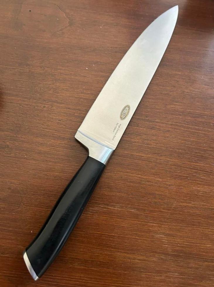 Boretti koksmes 34 cm, Ophalen, Zo goed als nieuw, Rvs of Chroom, Vaatwasserbestendig