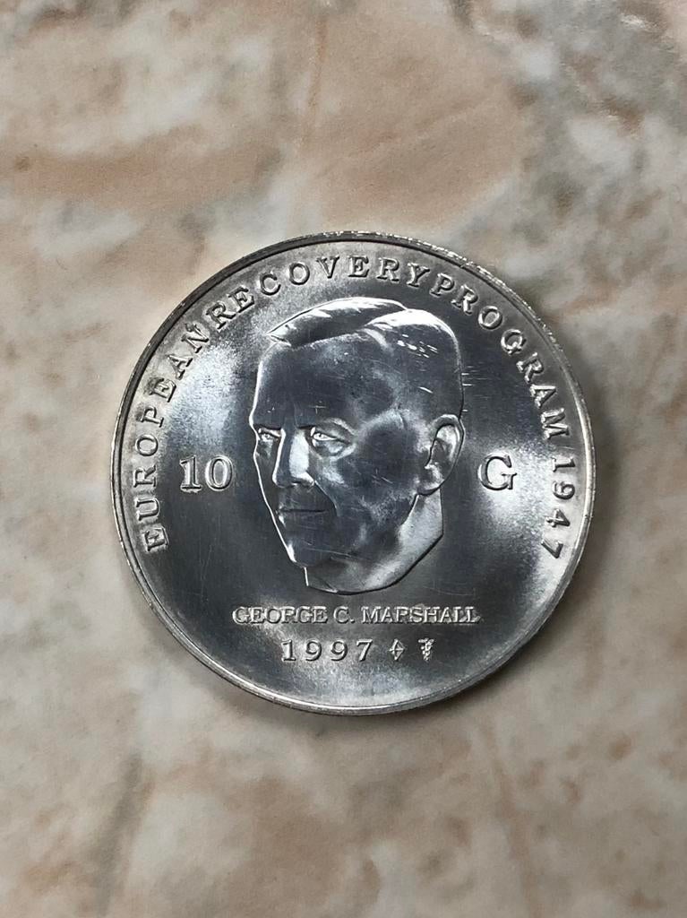 10 gulden 1997, zilver, Marshall, Nederland., Postzegels en Munten, Munten | Nederland, Verzenden, Koningin Beatrix, Zilver, Losse munt