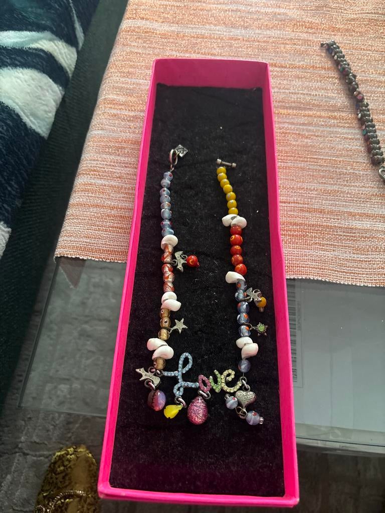 Otazu Love  ketting  met Bedels en Kralen en kristalen, Overige materialen, Blauw, Ophalen of Verzenden, Zo goed als nieuw