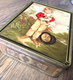 Mooi Vintage blik goud kleurig jongen hond brocante bloemen, Ophalen of Verzenden, Gebruikt, Overige, Overige merken