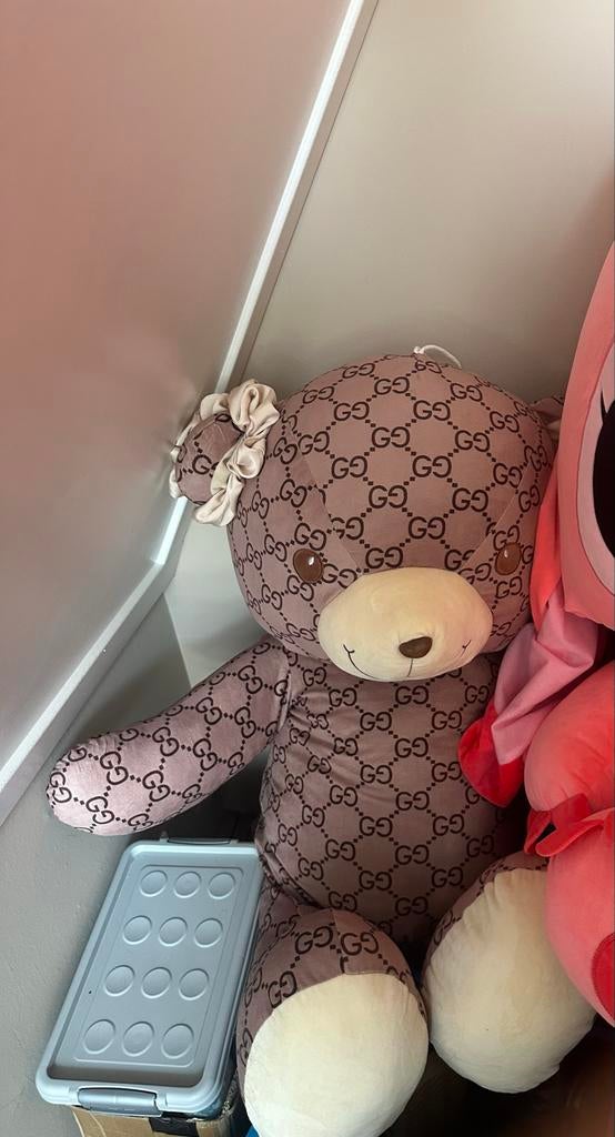 Grote Knuffelbeer met Gucci-patroon, Ophalen, Beer, Zo goed als nieuw, Middelgroot (20 tot 80 cm)