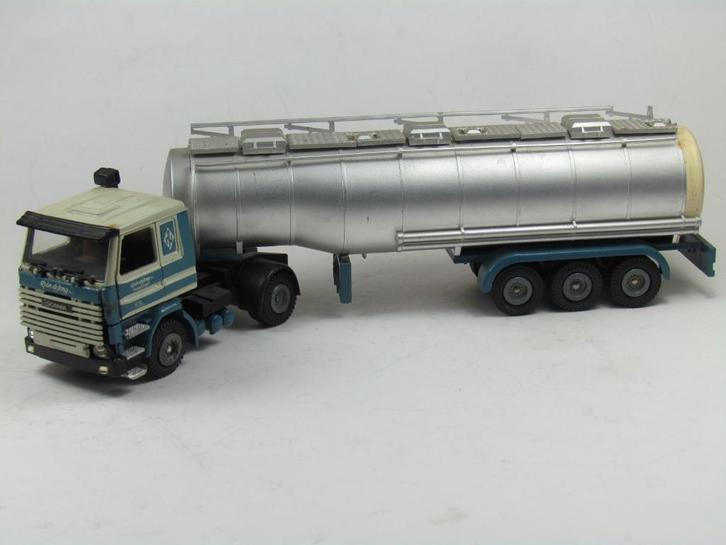 Tekno Scania R142 met Hobur tankoplegger Rein de Jong, Hobby en Vrije tijd, Modelauto's | 1:50, Zo goed als nieuw, Bus of Vrachtwagen