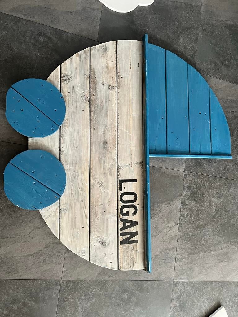 Grote wieg geboortebord van stevig hout, overschilderbaar, Kinderen en Baby's, Kraamcadeaus en Geboorteborden, Ophalen, Gebruikt