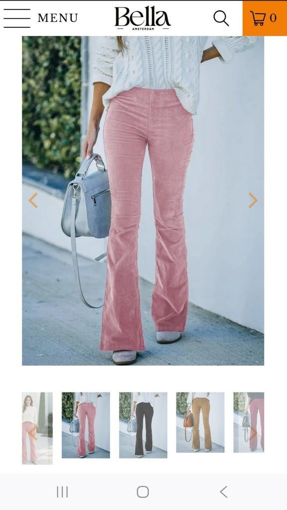 Nieuwe Rose ribbroek zachte elastische stof 36/38, Kleding | Dames, Broeken en Pantalons, Ophalen, Zo goed als nieuw, Roze, Maat 36 (S)