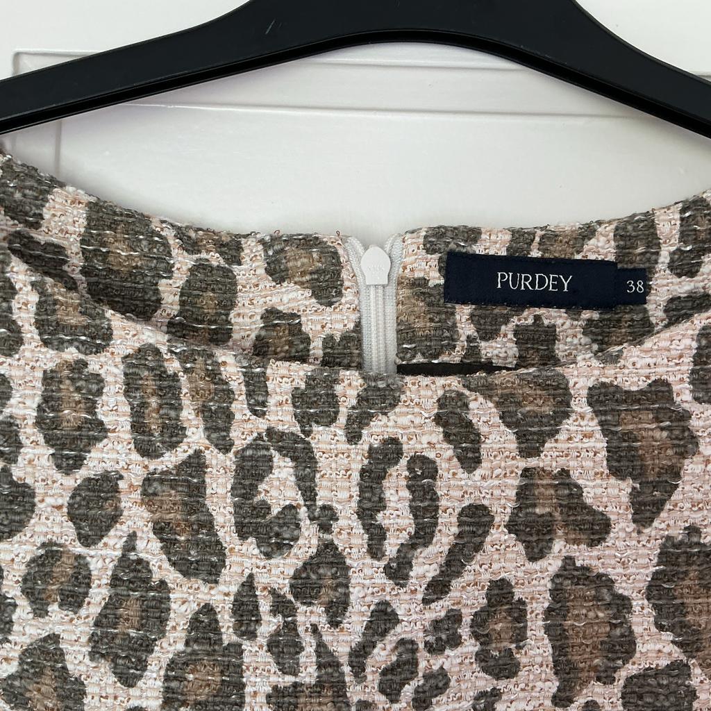 Purdey gevoerde jurk met print, maat 38, Ophalen of Verzenden, Zo goed als nieuw, Maat 38/40 (M), Knielengte