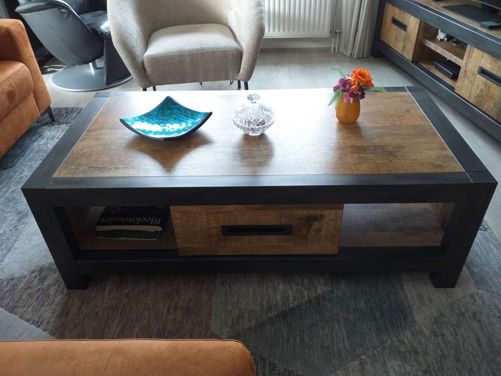 Salontafel Lamulux met lade - Industrieel design, 100 tot 150 cm, Zo goed als nieuw, Metaal, Minder dan 50 cm