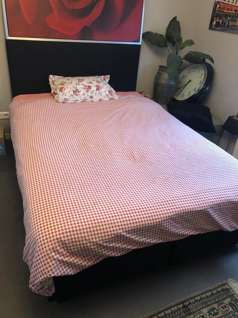 Boxspring, Ophalen, Gebruikt, Zwart, Tweepersoons