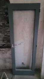 Stompe binnendeur blauw met glas linksdraaiend, Doe-het-zelf en Verbouw, Deuren en Horren, Ophalen