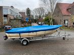 Polyester Visbootje + trailer + Selva 2 takt B.B.motor, Watersport en Boten, Ophalen, 10 tot 30 pk, Gebruikt, 3 tot 6 meter