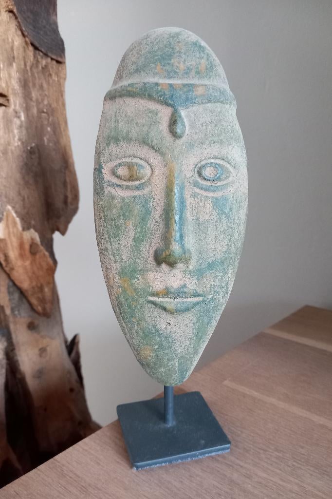 Beeldje gezicht / masker van aardewerk, Ophalen of Verzenden, Steen of Keramiek, Beeld