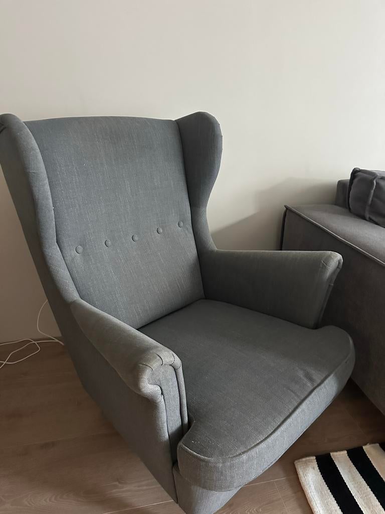 Ikea Strandmon fauteuil, Ophalen, Gebruikt, Stof, 75 tot 100 cm