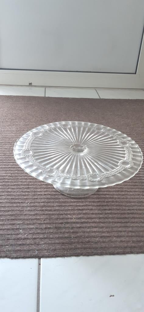 Autentieke elegant gedecoreerde ART DECO schaal op voet glas, Ophalen of Verzenden