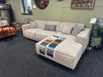 Nieuwe elementen bank in taupe met chaiselong, Ophalen of Verzenden, Zo goed als nieuw, Vierpersoons of meer, Stof