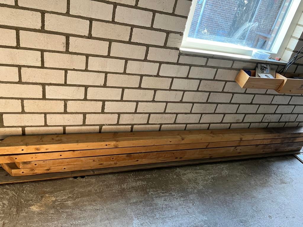 4 grenen balken afmetingen 5,3 cm x 10,3 cm lengte 270 cm, Doe-het-zelf en Verbouw, Hout en Planken, Ophalen, Zo goed als nieuw