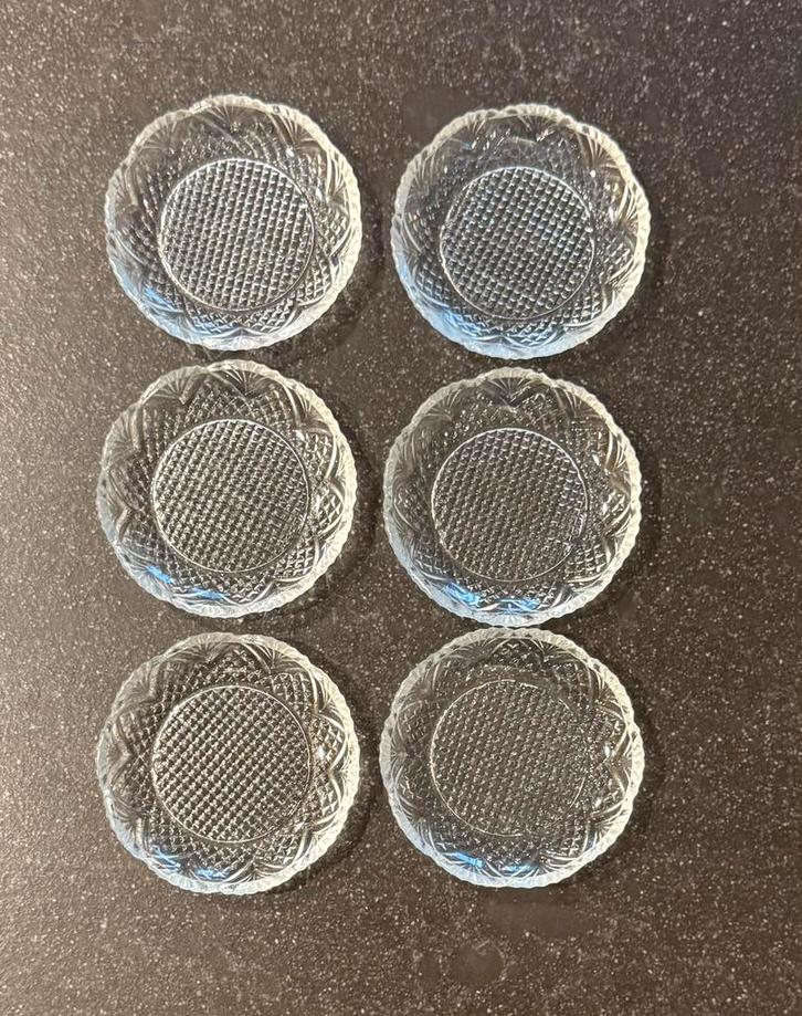6 Kristallen schaaltjes Wilhelmina slijpsel, Antiek en Kunst, Antiek | Glas en Kristal, Ophalen of Verzenden