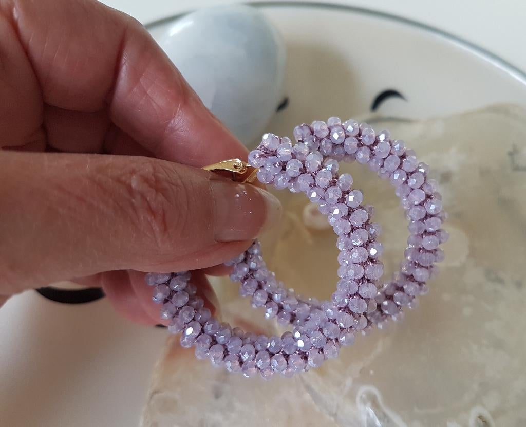 Oorringen Little Beads in Sparkling Lila, Verzenden, Paars, Nieuw, Glas