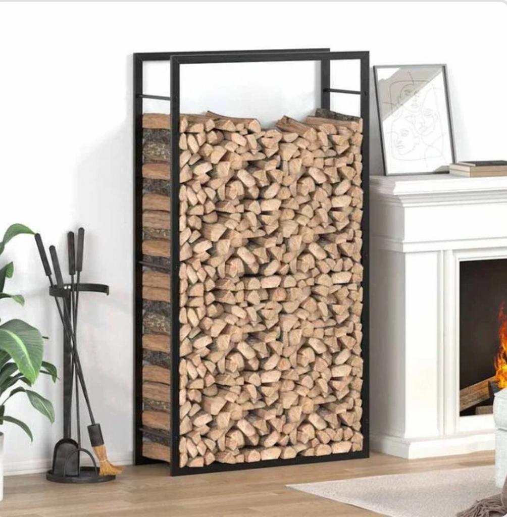 Haardhoutrek Matzwart Staal 80x28x154 cm, Tuin en Terras, Haardhout, Minder dan 3 m³, Ophalen
