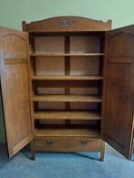 Demontabele eiken Art Deco kast met fraai houtsnijwerk, Ophalen of Verzenden, Zo goed als nieuw, Glas, Nvt