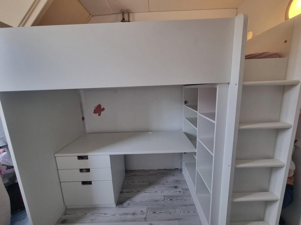 Ikea hoogslaper geïntegreerd bureau, kledingkast en lades, Ophalen, Zo goed als nieuw, Hoogslaper