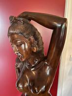 Groot Tropisch Hardhouten Beeld Sculpture Indonesische Vrouw, Ophalen, Houtsnijwerk, Handgemaakt, 1 meter - 2 meter