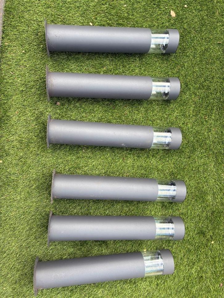 6 Antraciet Solar Tuinlampen, Tuin en Terras, Buitenverlichting, Zo goed als nieuw, Staande lamp, Kunststof, Minder dan 50 watt