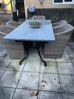 Tuintafel natuursteen + 8 stoelen, Ophalen, Zo goed als nieuw, Overige materialen