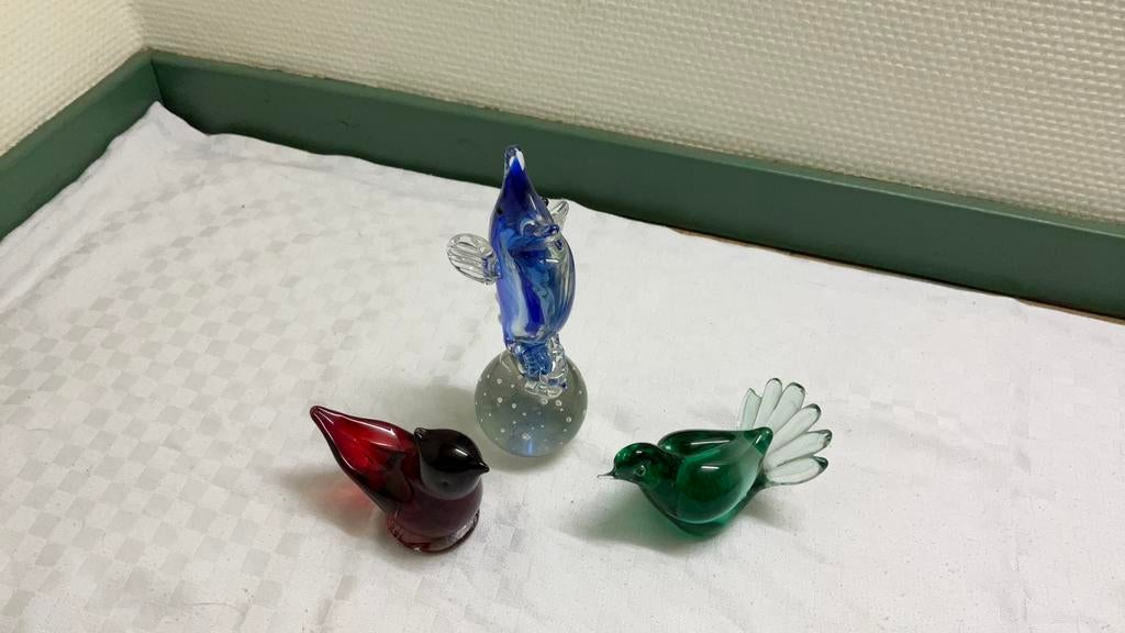 Handgeblazen glas dieren, royal cardinal, murano, venetie, Ophalen of Verzenden, Zo goed als nieuw, Hond of Kat, Beeldje of Figuurtje