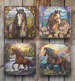 Clydesdale Glas in Lood onderzetters met houder, Huis en Inrichting, Woonaccessoires | Onderzetters, Ophalen of Verzenden, Nieuw