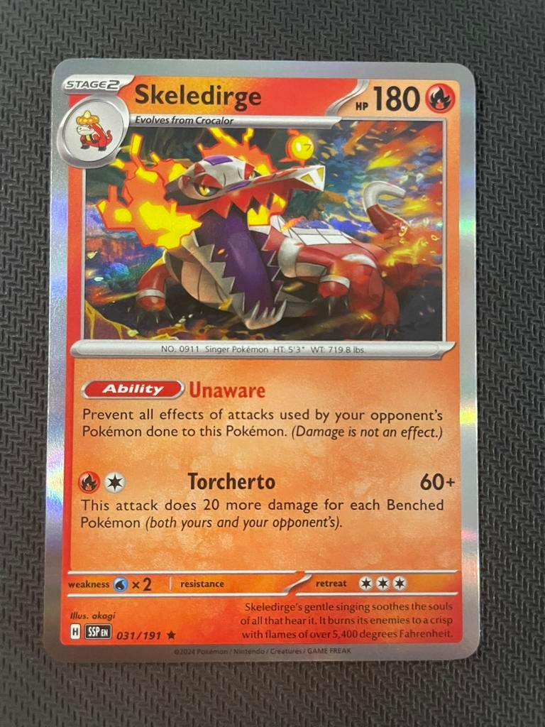 Skeledirge 031/191 Rare Holo Surging Sparks Packfresh, Verzenden, Zo goed als nieuw