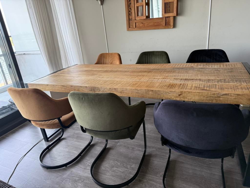 Moderne eetkamerstoelen set3 kleuren caramel, groen en zwart, Overige materialen, Gebruikt, 50 tot 100 cm, Rond