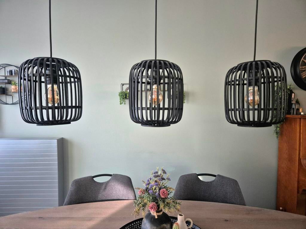 Mooie Brilliant 3-lichts hanglamp Woodrow zwart, Ophalen