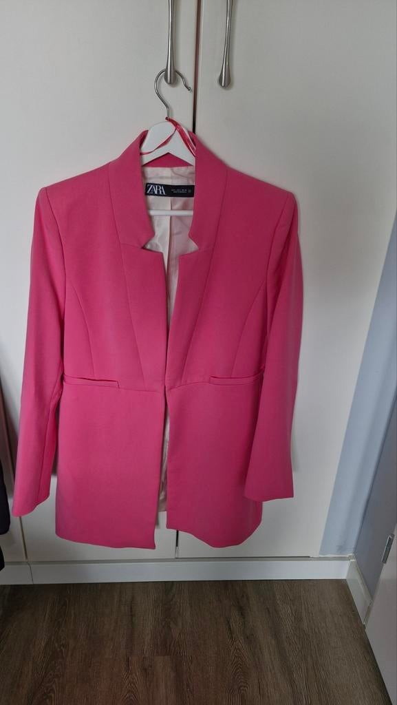 Prachtige roze lange blazer Zara L, Maat 38/40 (M), Zara, Ophalen of Verzenden, Zo goed als nieuw