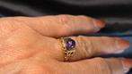 Gouden Vintage ring met edelsteen amethist. 2026/220., ., Paars, Nieuw, Ophalen of Verzenden