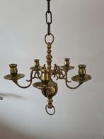 Oud-Hollandse bol kroonluchter. Brons. Met kaarsen, Ophalen of Verzenden