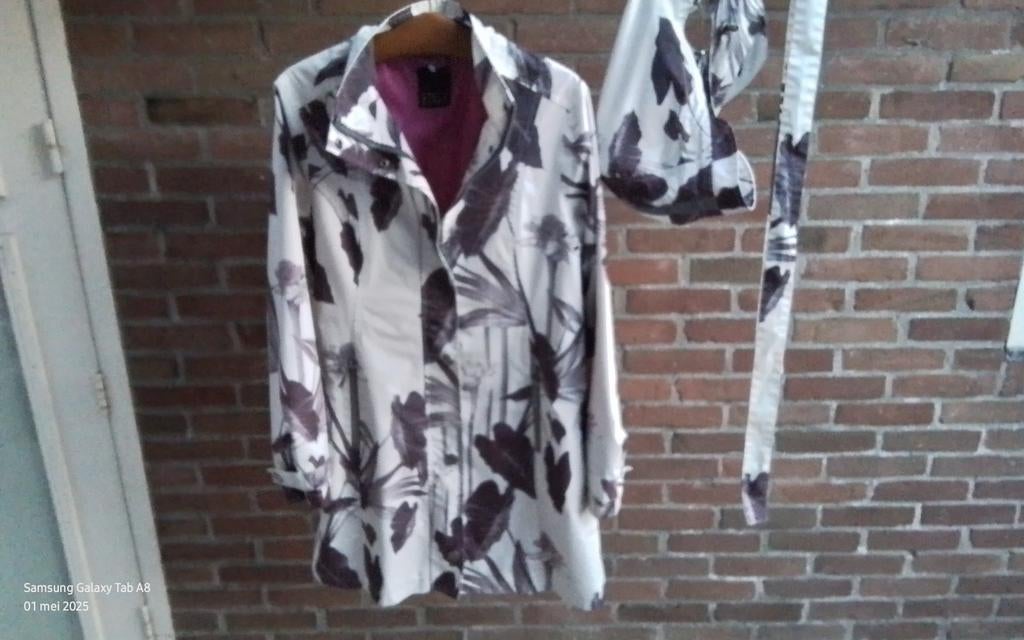 Etage Dames regenJas met Tropische Print - Maat  40, Kleding | Dames, Jassen | Zomer, Maat 38/40 (M), Wit, Etage, Ophalen of Verzenden