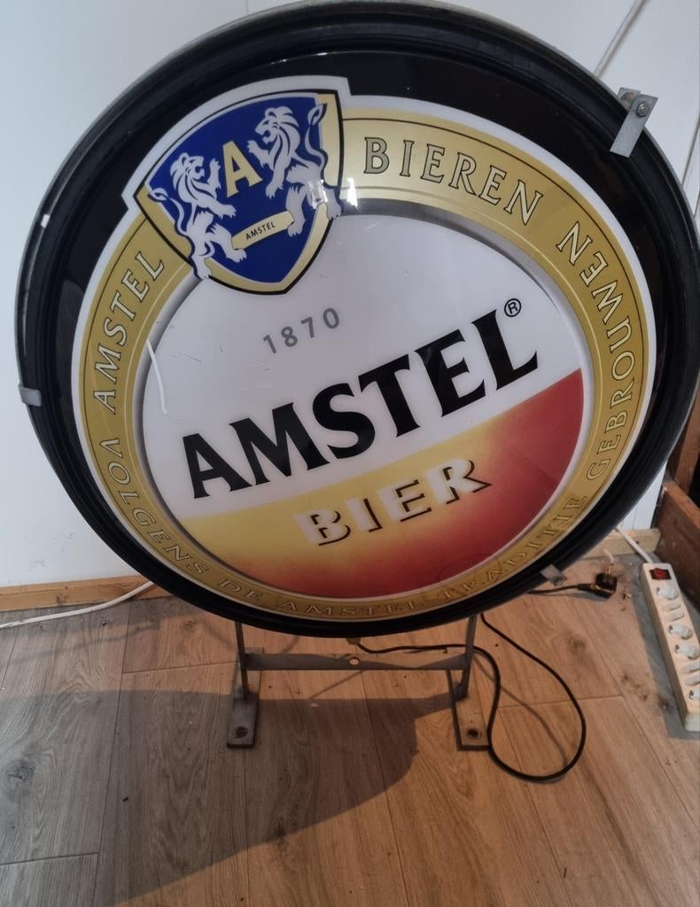 Amstel bier lichtbak Verlichting lamp licht bord gevel, Ophalen, Gebruikt, Reclamebord, Plaat of Schild, Amstel