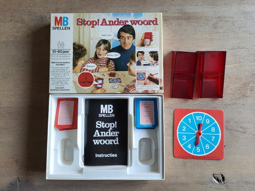 spel Stop! ander woord vintage, Hobby en Vrije tijd, Gezelschapsspellen | Bordspellen, Vijf spelers of meer, Ophalen of Verzenden