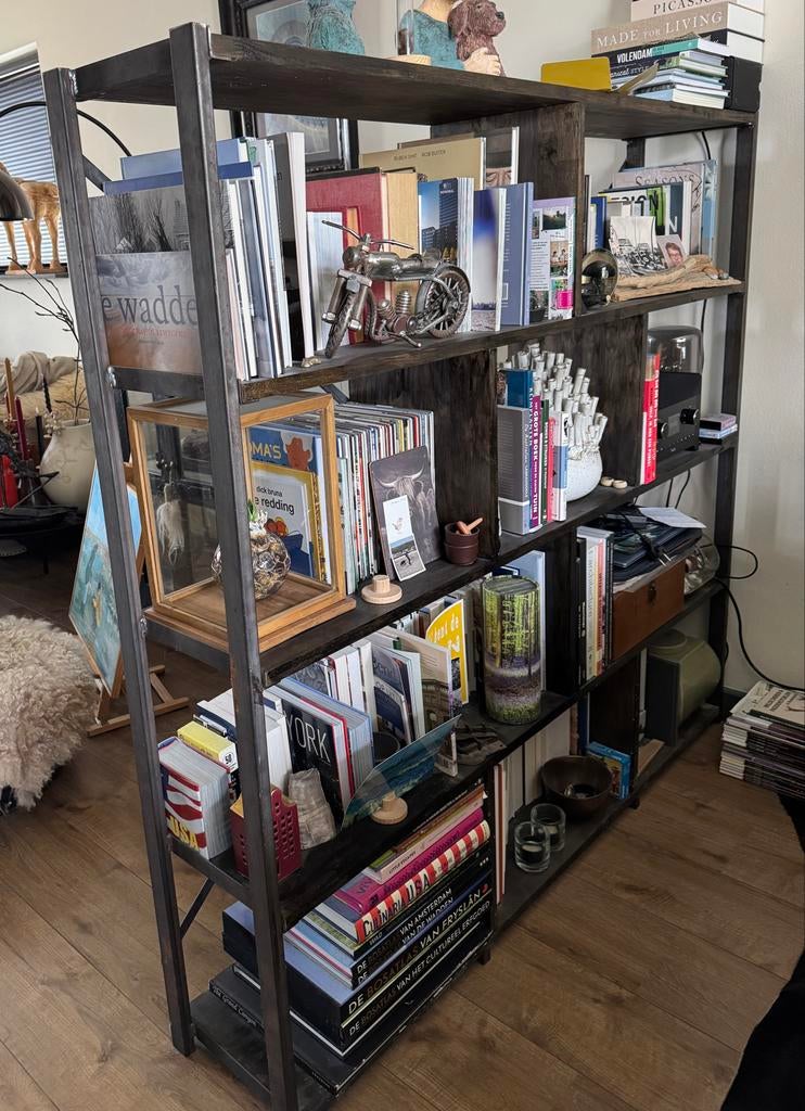 Stalen boekenkast of roomdivider, Huis en Inrichting, Kasten | Boekenkasten, Ophalen, Met plank(en), Gebruikt, 100 tot 150 cm